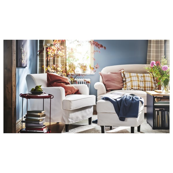 ROCKSJÖN Fauteuil avec repose-pieds, Blekinge blanc