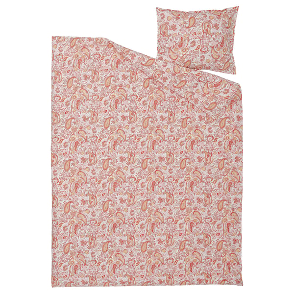 RODGERSIA Housse de couette et 1 taie, rose/blanc, 150x200/50x60 cm