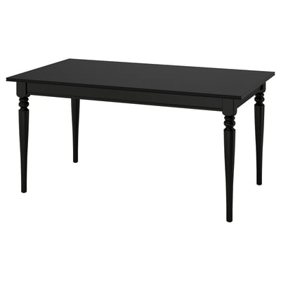 ROSENTORP Table extensible, noir, 155/215x87 cm