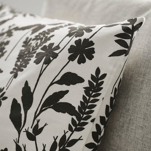 ROTVECKLARE Housse de coussin, blanc/anthracite, 50x50 cm