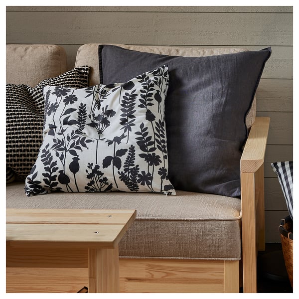 ROTVECKLARE Housse de coussin, blanc/anthracite, 50x50 cm