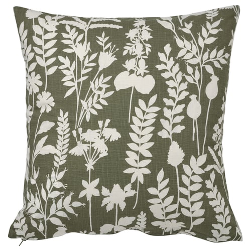 ROTVECKLARE Housse de coussin, gris vert/blanc, 50x50 cm
