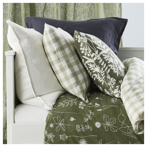 ROTVECKLARE Housse de coussin, gris vert/blanc, 50x50 cm
