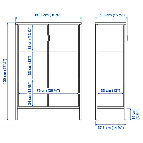 RUDSTA Vitrine, anthracite, 80x37x120 cm