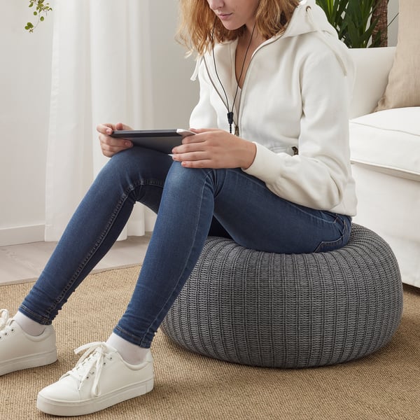 SANDARED Pouf, gris, 56 cm