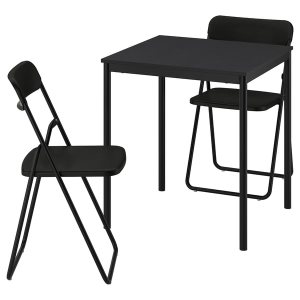 SANDSBERG / VIHALS Table+ 2 chaises pliantes, noir noir/noir, 67x67 cm