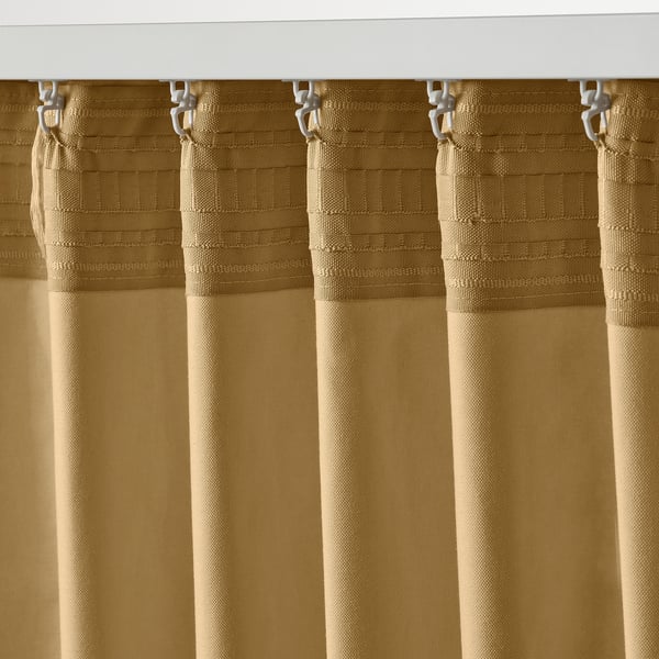 SANELA Rideaux, 2 pièces, beige-jaune/ruflette, 140x300 cm