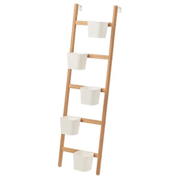 SATSUMAS Piédestal pour 5 pots, bambou/blanc, 125 cm