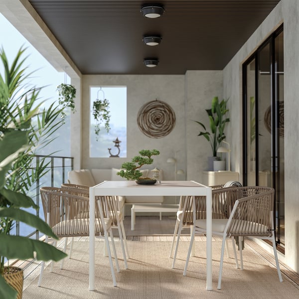 SEGERÖN Table, extérieur, blanc/beige, 91x147 cm