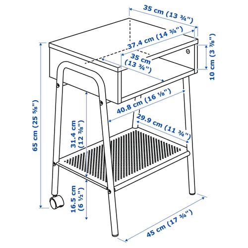 SETSKOG Table de chevet, noir, 45x35 cm