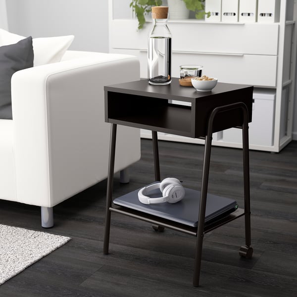 SETSKOG Table de chevet, noir, 45x35 cm