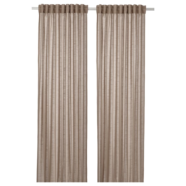 SILVERLÖNN Voilage, 2 pièces, beige/ruflette, 145x300 cm