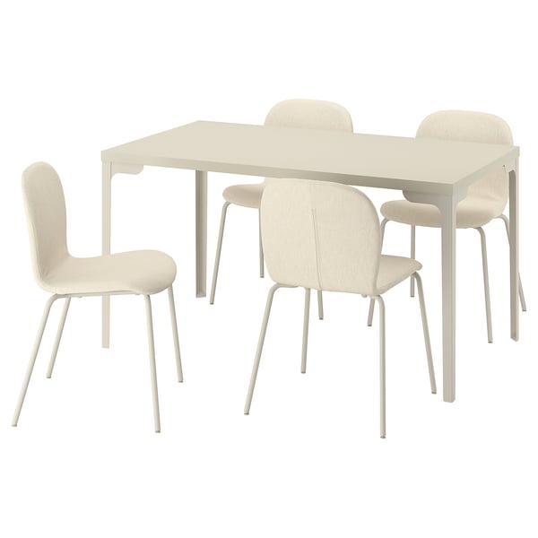 SKÅLSTA Table et 4 chaises, beige-gris clair droit beige-gris clair, 140x80 cm