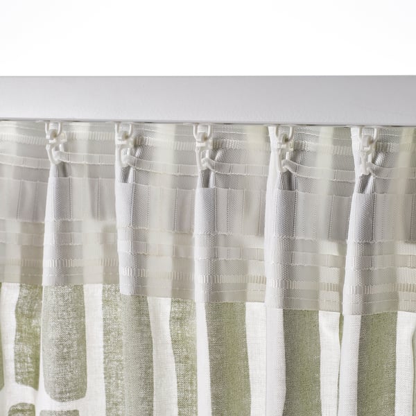 SKOGSSTJÄRNA Rideaux, 2 pièces, gris vert/blanc, 145x300 cm