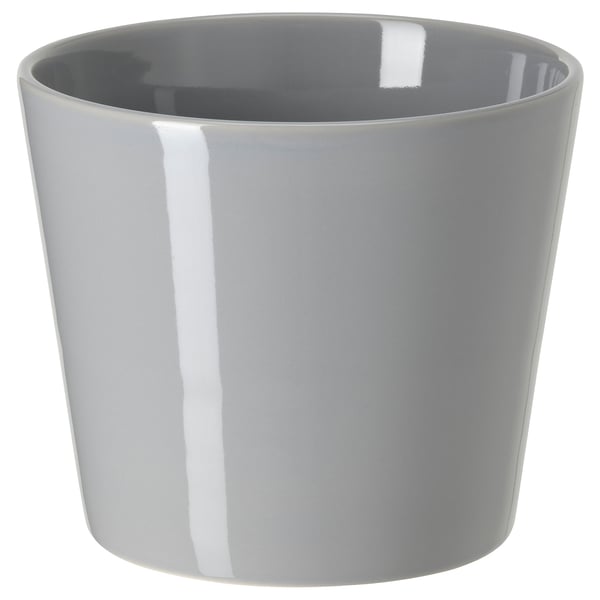 SKOGSVINBÄR Cache-pot, intérieur/extérieur gris, 12 cm