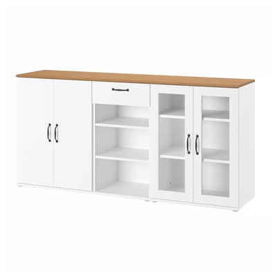 SKRUVBY Combinaison rangement ptes vitrées, blanc, 190x90 cm