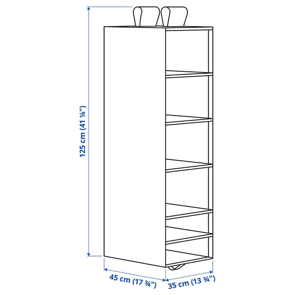 SKUBB Rangement à 6 compartiments, blanc, 35x45x125 cm