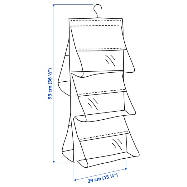 SKUBB Rangement suspendu pour sacs, gris foncé, 39x93 cm