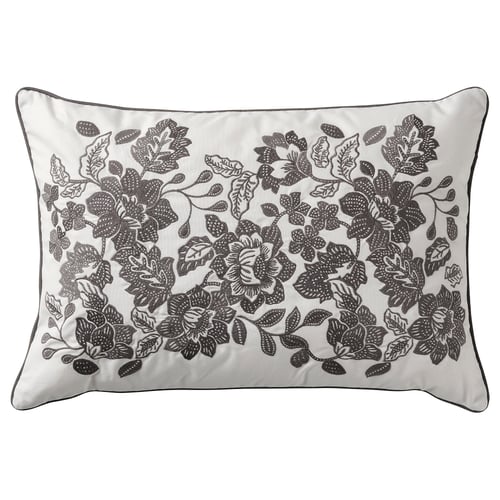 SKUGGNÄVA Coussin, blanc/gris, 40x58 cm