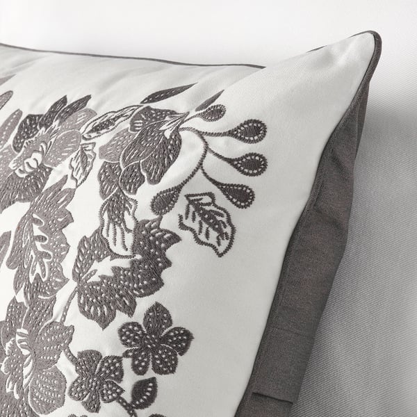 SKUGGNÄVA Coussin, blanc/gris, 40x58 cm
