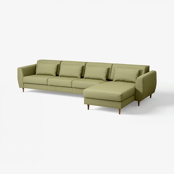 SLATORP Canapé 4 places + méridienne, Vissle jaune vert