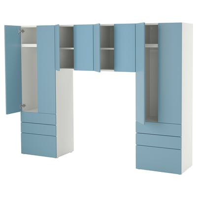 SMÅSTAD / PLATSA Combinaison de rangement, blanc/bleu, 240x42x181 cm