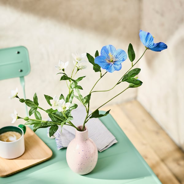 SMYCKA Fleur artificielle, intérieur/extérieur coquelicot/bleu, 57 cm
