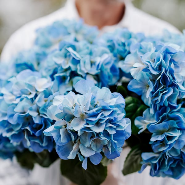 SMYCKA Fleur artificielle, intérieur/extérieur/hydrangea bleu, 55 cm