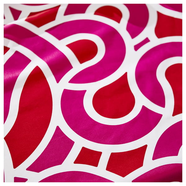 SÖTRÖNN Nappe, à motifs blanc/rouge vif rose vif, 145x240 cm