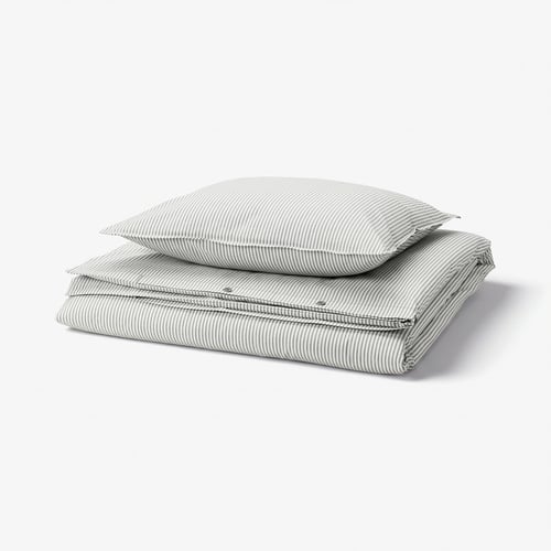 SOLFIBBLA Housse de couette et 1 taie, gris blanc/rayure, 150x200/50x60 cm