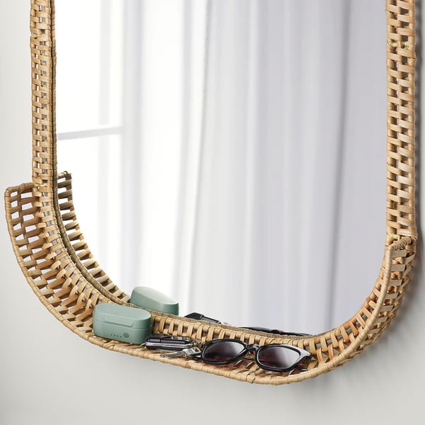 SOMMARBO Miroir, rotin, 53x76 cm