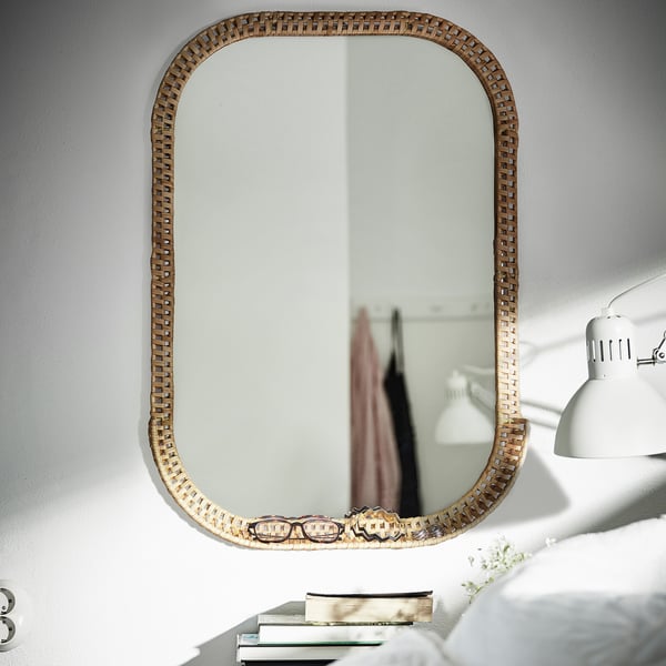 SOMMARBO Miroir, rotin, 53x76 cm