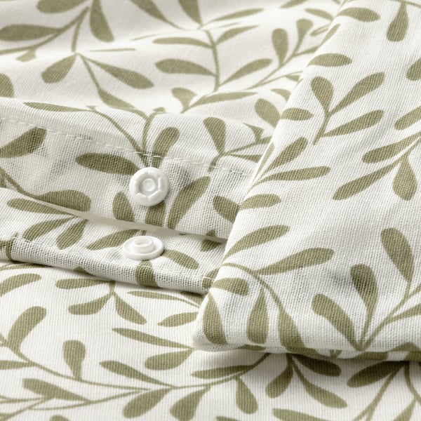 SORGMANTEL Housse de couette et 2 taies, blanc/vert, 240x220/50x60 cm