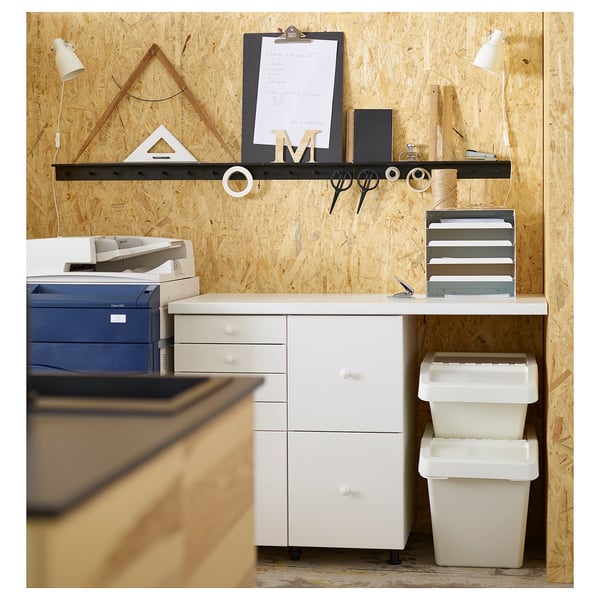 SORTERA Conteneur déchets avec couvercle, blanc, 37 l