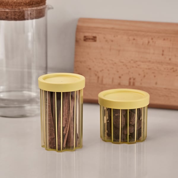 SPJUTLILJA Boîte avec couvercle, 2 pièces, jaune clair