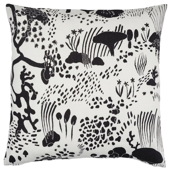 STOCKHOLM 2025 Housse de coussin, blanc/noir, 50x50 cm