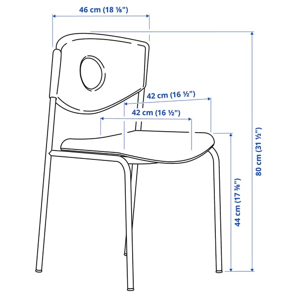 STOLJAN Structure chaise avec dossier, blanc