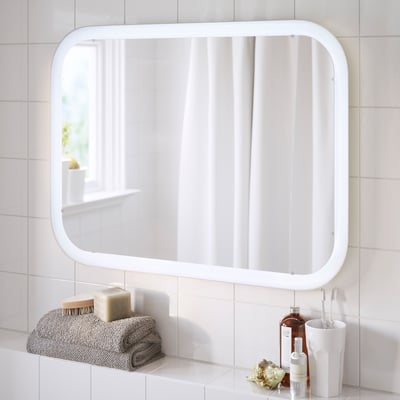 STORJORM Miroir avec éclairage intégré, blanc, 80x60 cm