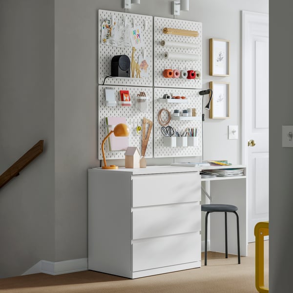 STORKLINTA Commode 3 tiroirs, blanc, 70x50x75 cm