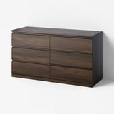 STORKLINTA Commode 6 tiroirs, brun foncé/motif chêne, 140x50x75 cm