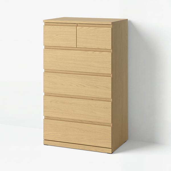 STORKLINTA Commode 6 tiroirs, motif chêne, 70x50x120 cm