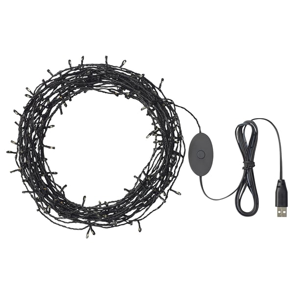STRÅLA Guirlande lumineuse LED 200 amp, noir