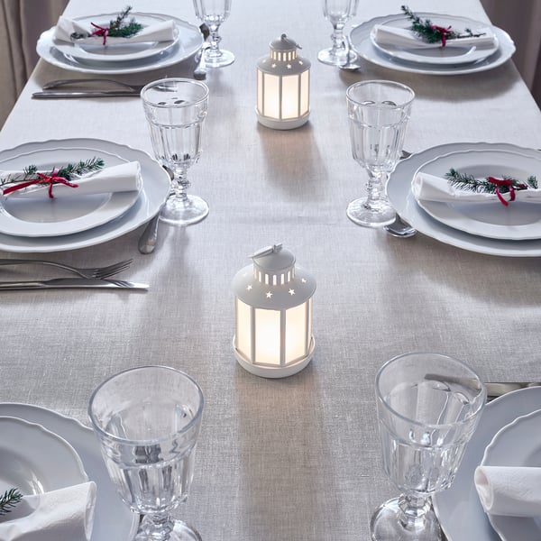 STRÅLA Lanterne à LED, à pile blanc, 13 cm