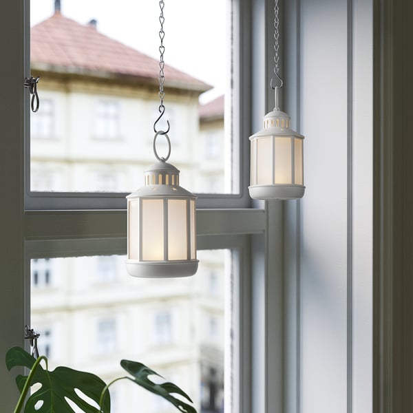 STRÅLA Lanterne à LED, à pile blanc, 13 cm