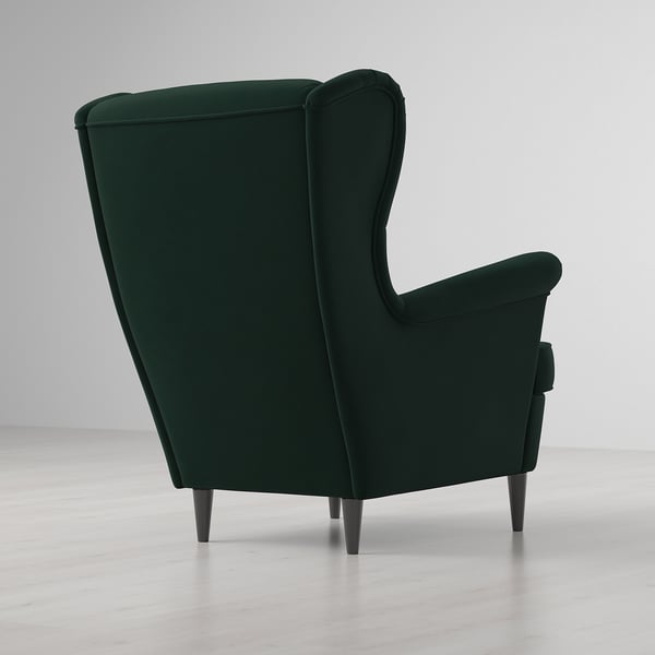 STRANDMON Fauteuil à oreilles, Djuparp vert foncé