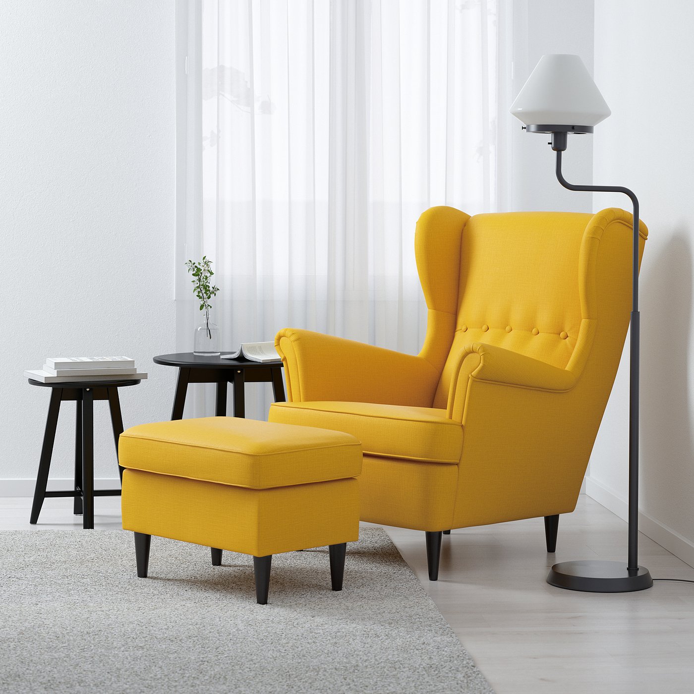 STRANDMON Fauteuil à oreilles, Skiftebo jaune