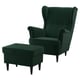STRANDMON Fauteuil avec repose-pieds, Djuparp vert foncé