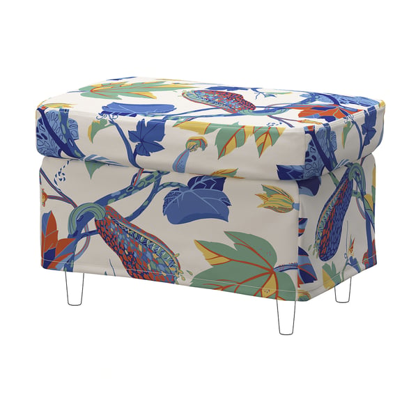 STRANDMON Housse pour repose-pieds, Stigsbo multicolore/beige