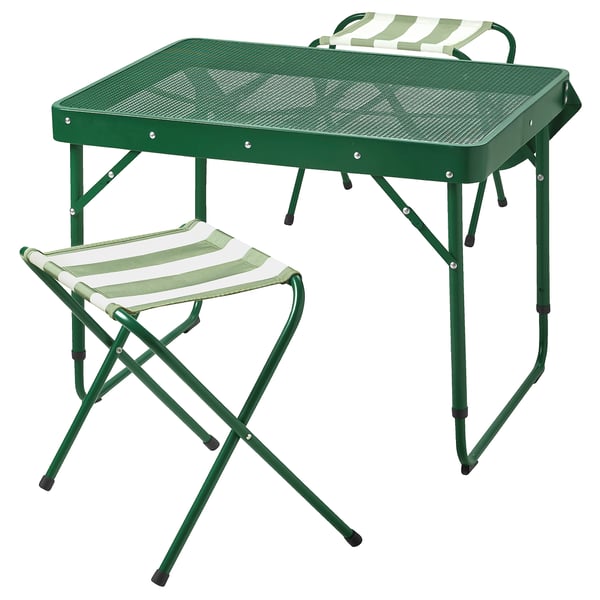 STRANDÖN Table + 2 sièges pliables, vert
