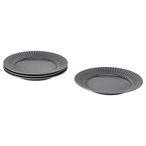 STRIMMIG Assiette, grès gris, 27 cm